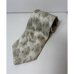 The Nature Conservancy Lion Men’s Tie Necktie 100% Silk Hand Sewn Grey & White